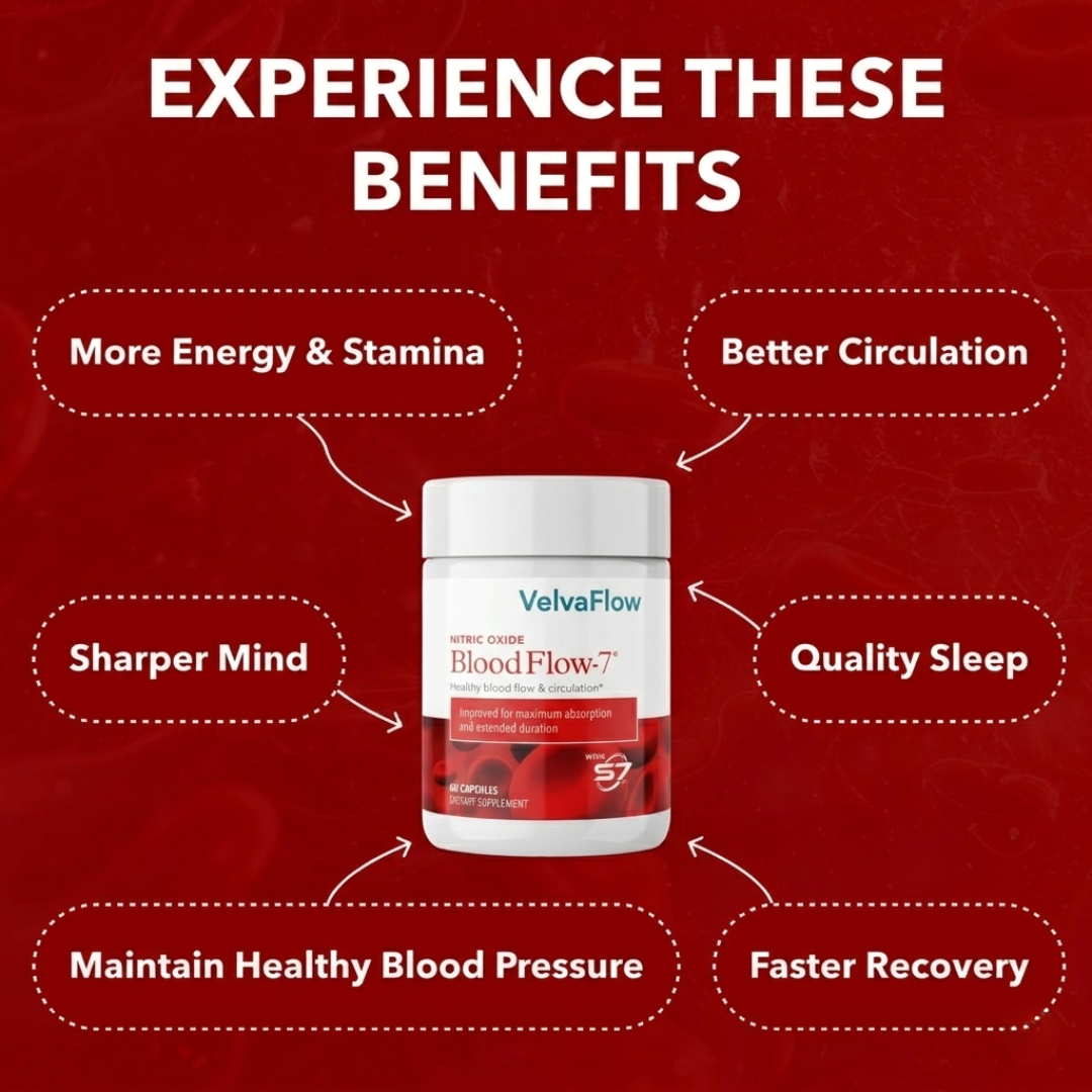 VelvaFlow BloodFlow-7 Nitric Oxide - Natural Dietary/Fitness Supplement for Healthy Blood Pressure & Muscle Support