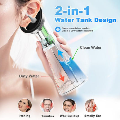 Jeanket Upgraded 2-in-1 Ear Wax Removal Kit with Built-in Waste Tank