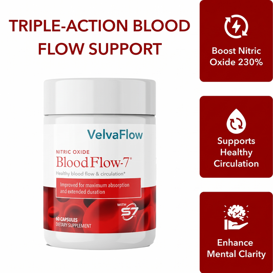 VelvaFlow BloodFlow-7 Nitric Oxide - Natural Dietary/Fitness Supplement for Healthy Blood Pressure & Muscle Support