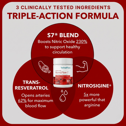 VelvaFlow BloodFlow-7 Nitric Oxide - Natural Dietary/Fitness Supplement for Healthy Blood Pressure & Muscle Support