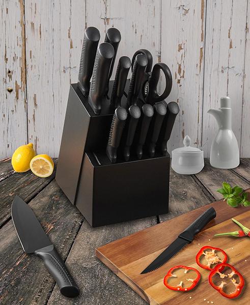 Jeanket 15 Pcs Kitchen Knife Set with Self Sharpening Block