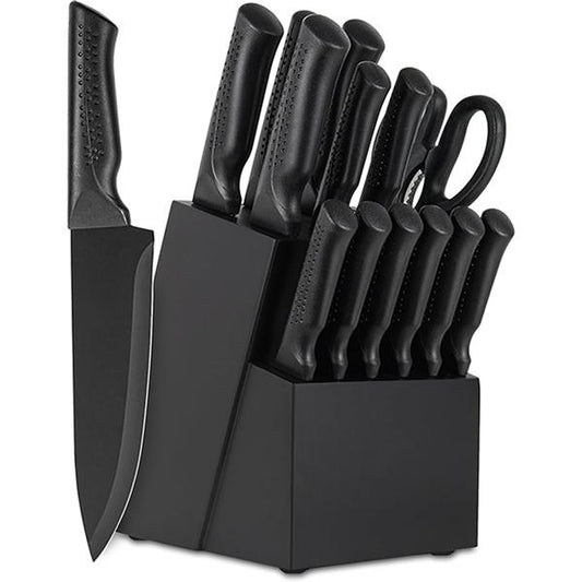 Jeanket 15 Pcs Kitchen Knife Set with Self Sharpening Block
