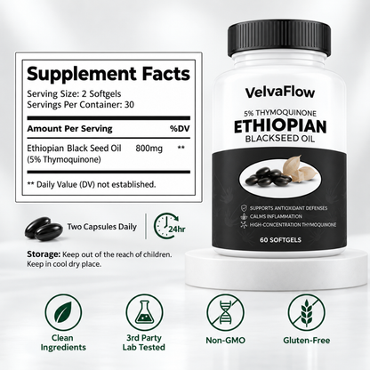 VelvaFlow Ethiopian Black Seed Oil | 5% Thymoquinone