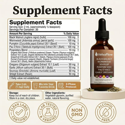 VelvaFlow Black Walnut Wormwood Parasite Cleanse